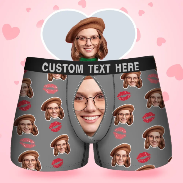 Custom Face Men's Boxer Love Heart Girlfriend Style Underwear
