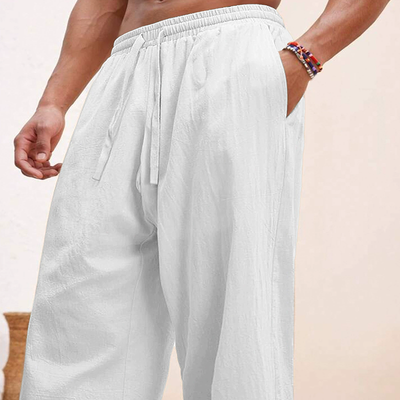 Fitted Woven Linen Trousers