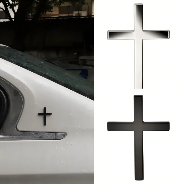 Two Pcs 3D Cross Stickers, Decorative Stickers