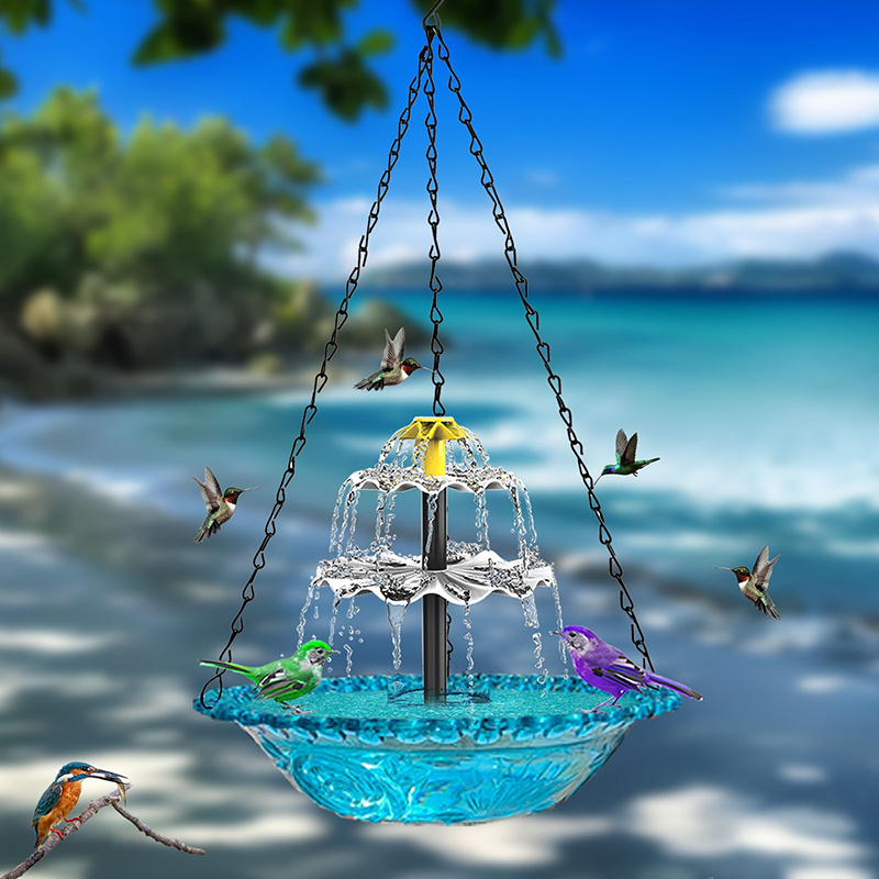 Solar Cascade Hanging Bird Bath Fountain
