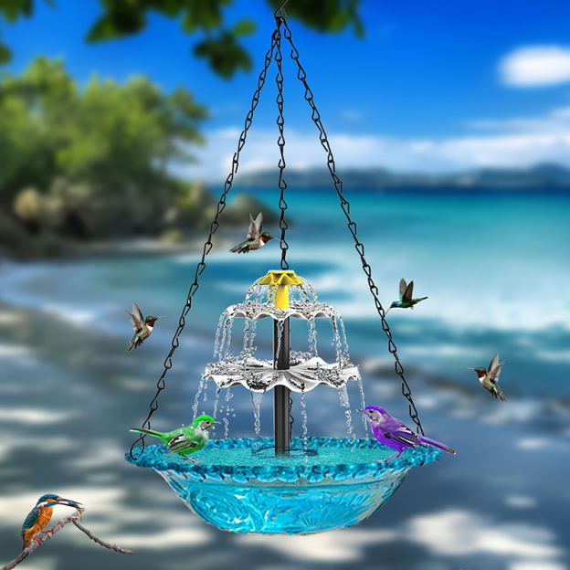 Solar Cascade Hanging Bird Bath Fountain