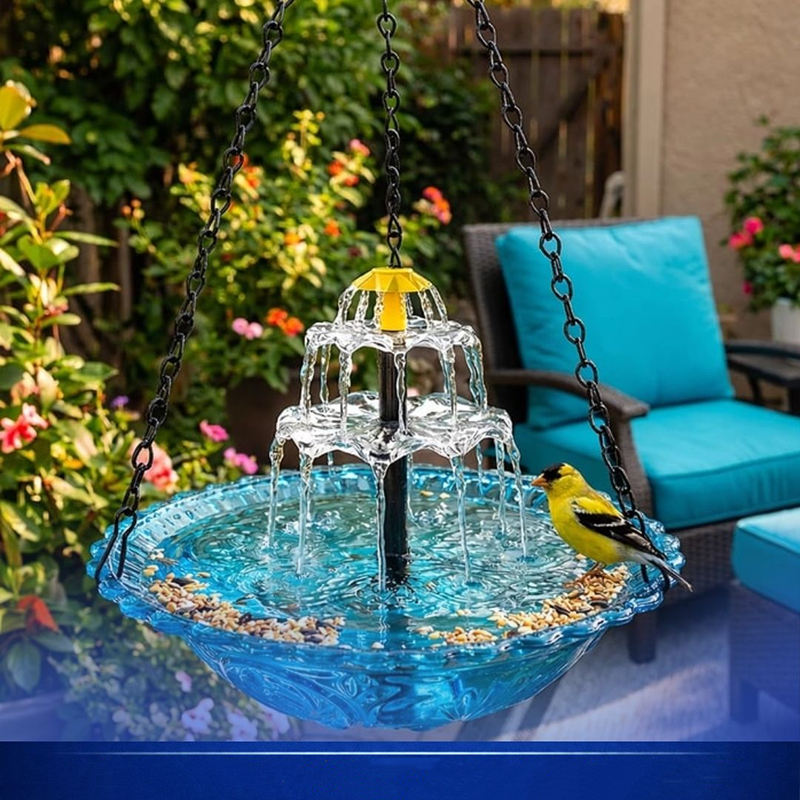 Solar Cascade Hanging Bird Bath Fountain