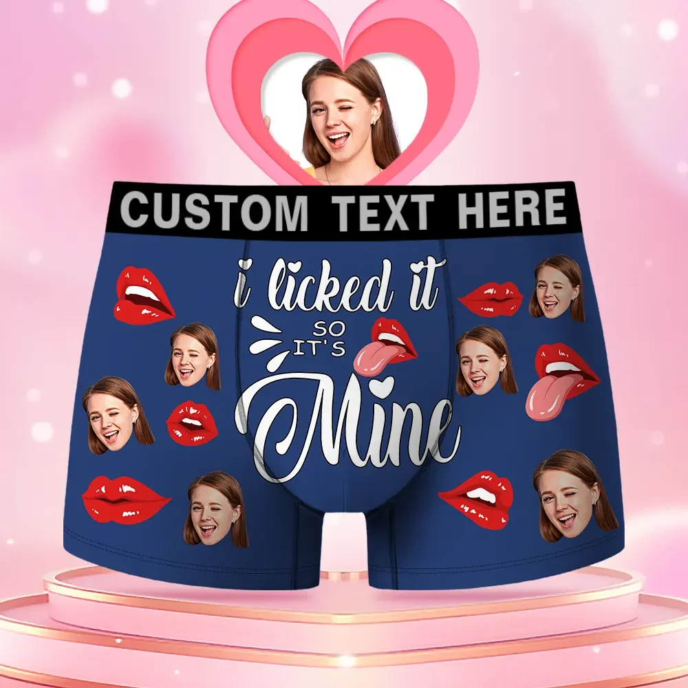 Custom Face Men's Boxer I Licked It So It'S Mine Style Underwear