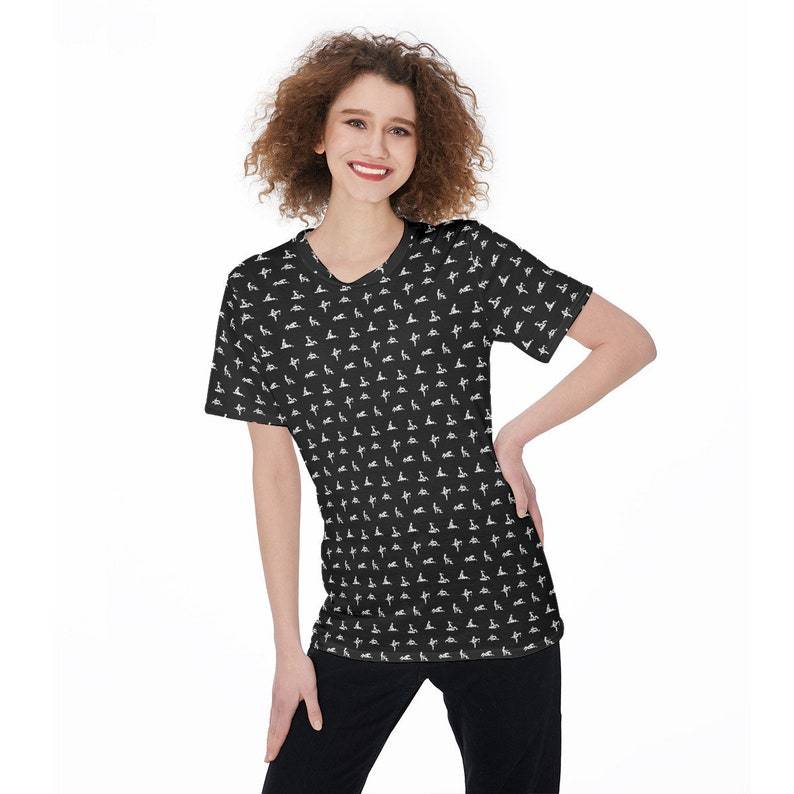 Crew neck T-shirt with all-over print of sexual positions