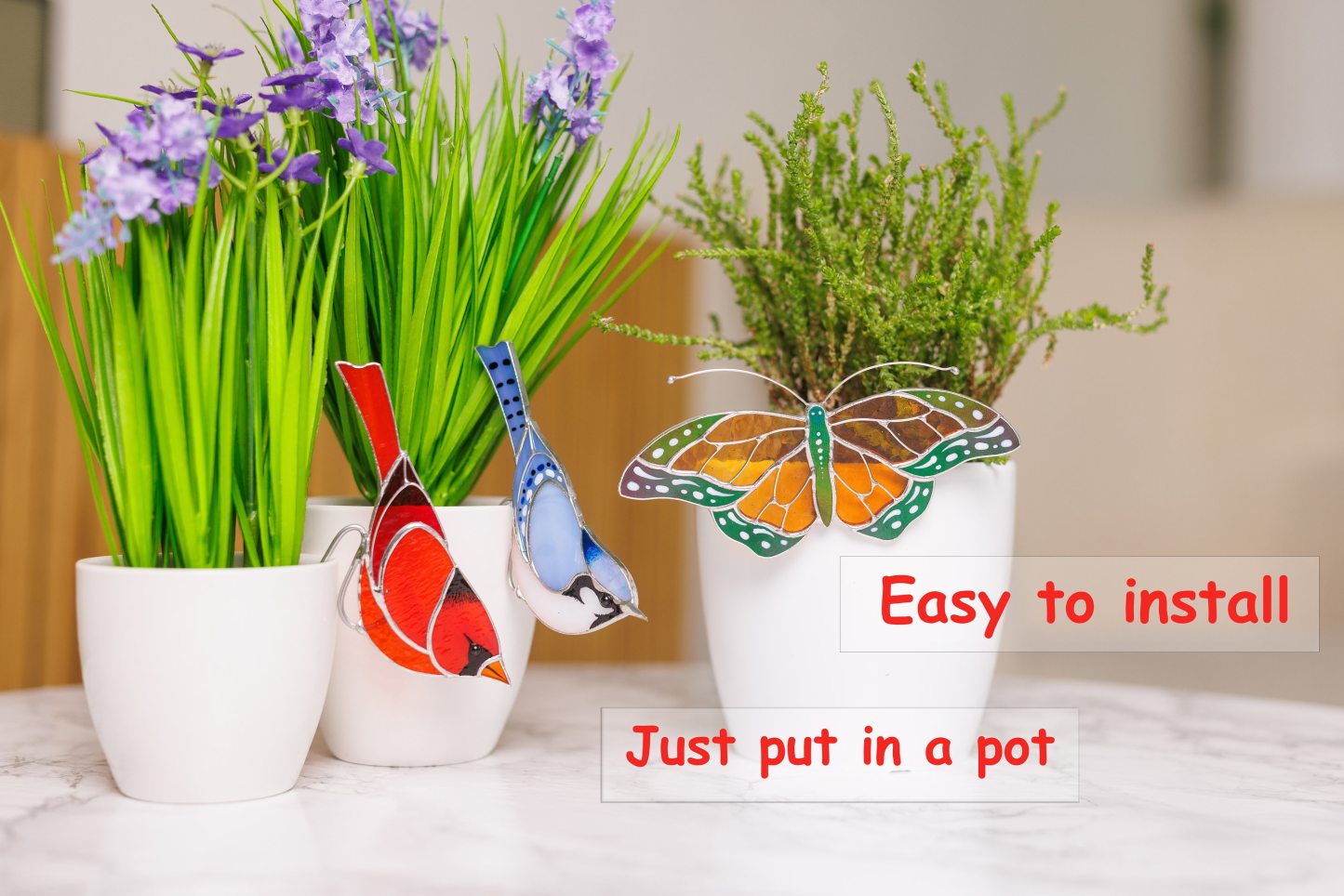 Stained Glass Cardinal Planter Decoration Gift for Mom Gift for Bird Lovers Mother's Day Gift Farmhouse Deco