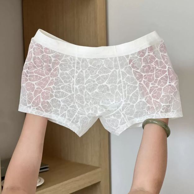 Lace Leopard Jacquard Sexy Men's Ice Silk Mesh Boxer Briefs