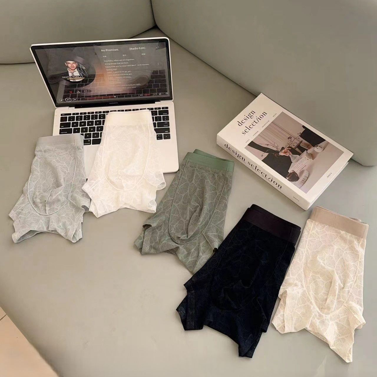 Lace Leopard Jacquard Sexy Men's Ice Silk Mesh Boxer Briefs