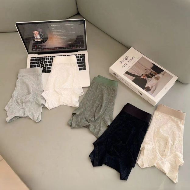 Lace Leopard Jacquard Sexy Men's Ice Silk Mesh Boxer Briefs