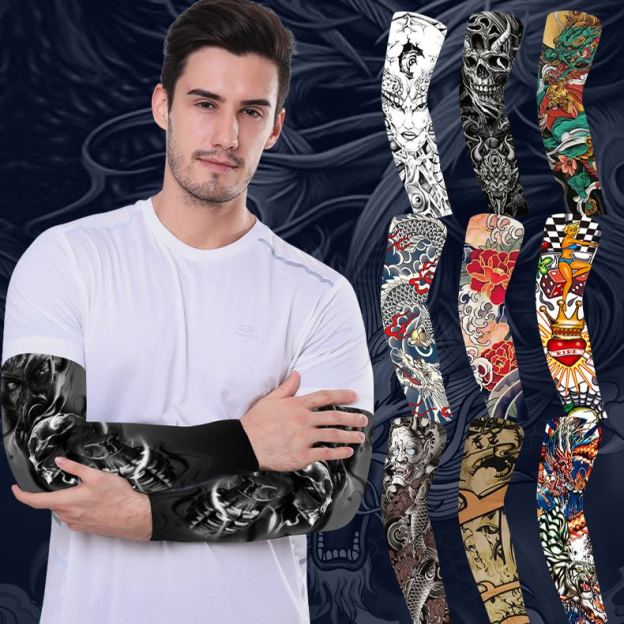 Cycling Sun Protection Tattoo High Stretch Ice Sleeve