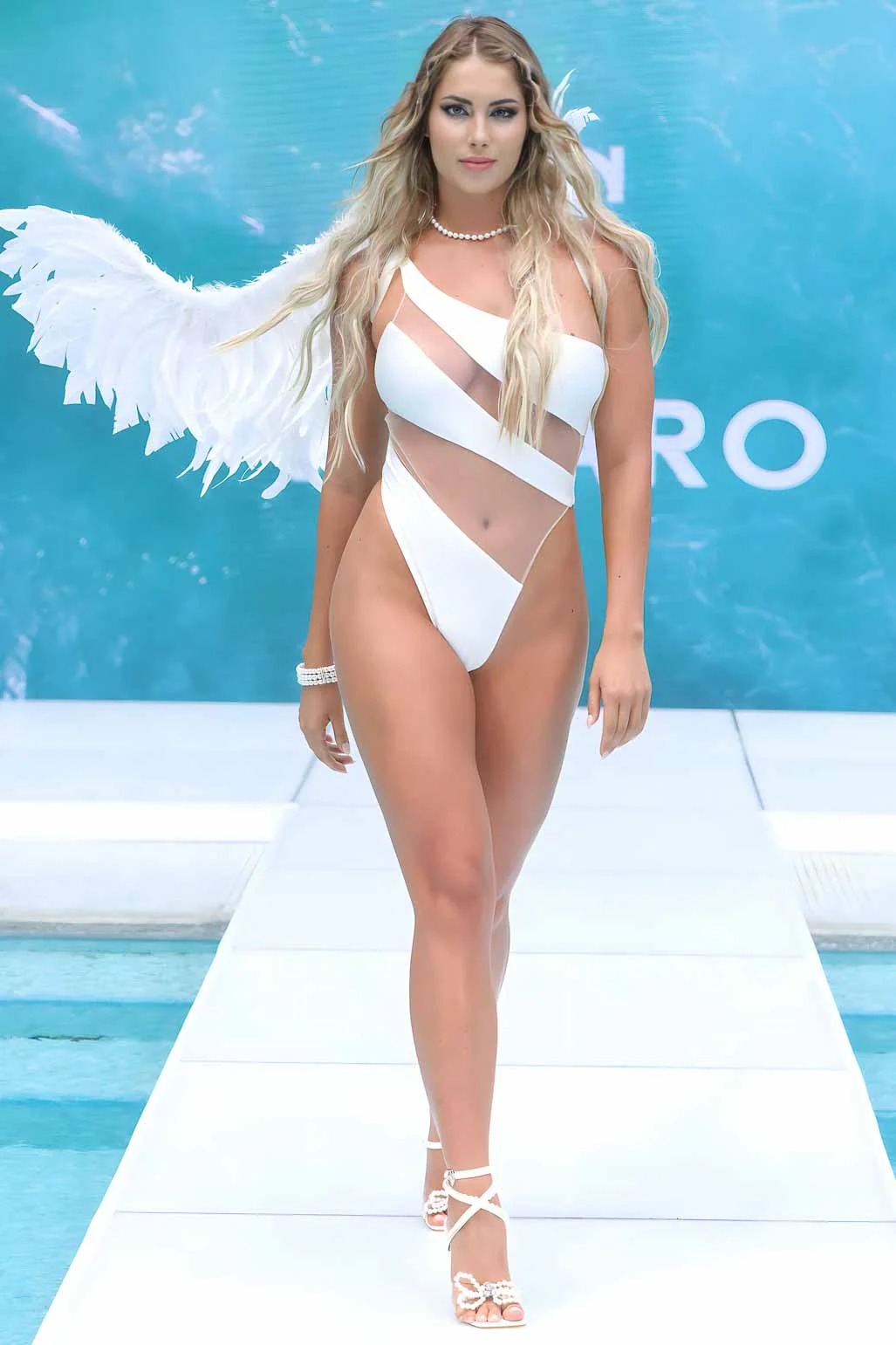 Striped Mesh One-piece Swimsuit