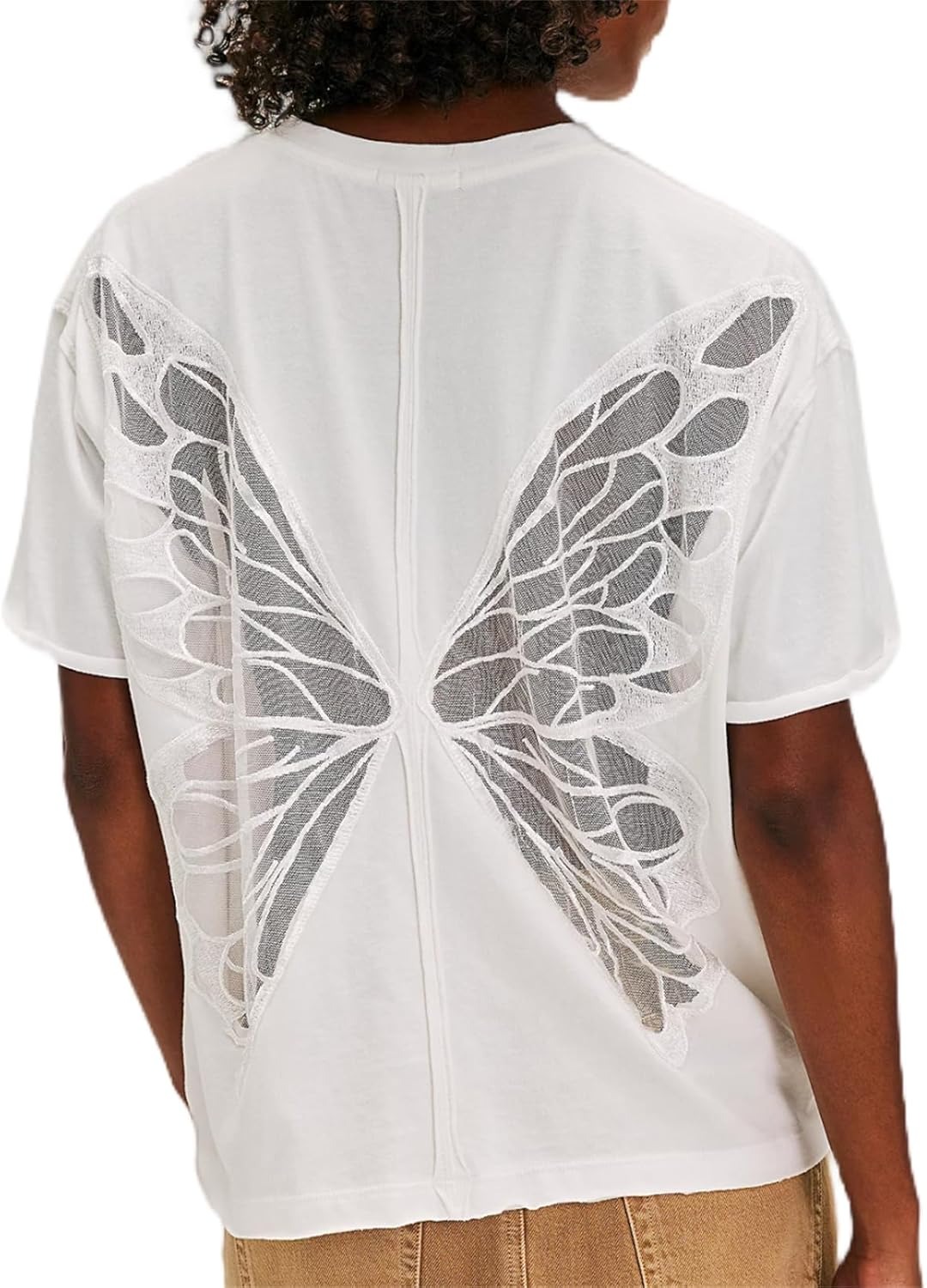 Hollow Butterfly Hot Girls Style Loose Short Round Neck T-Shirt