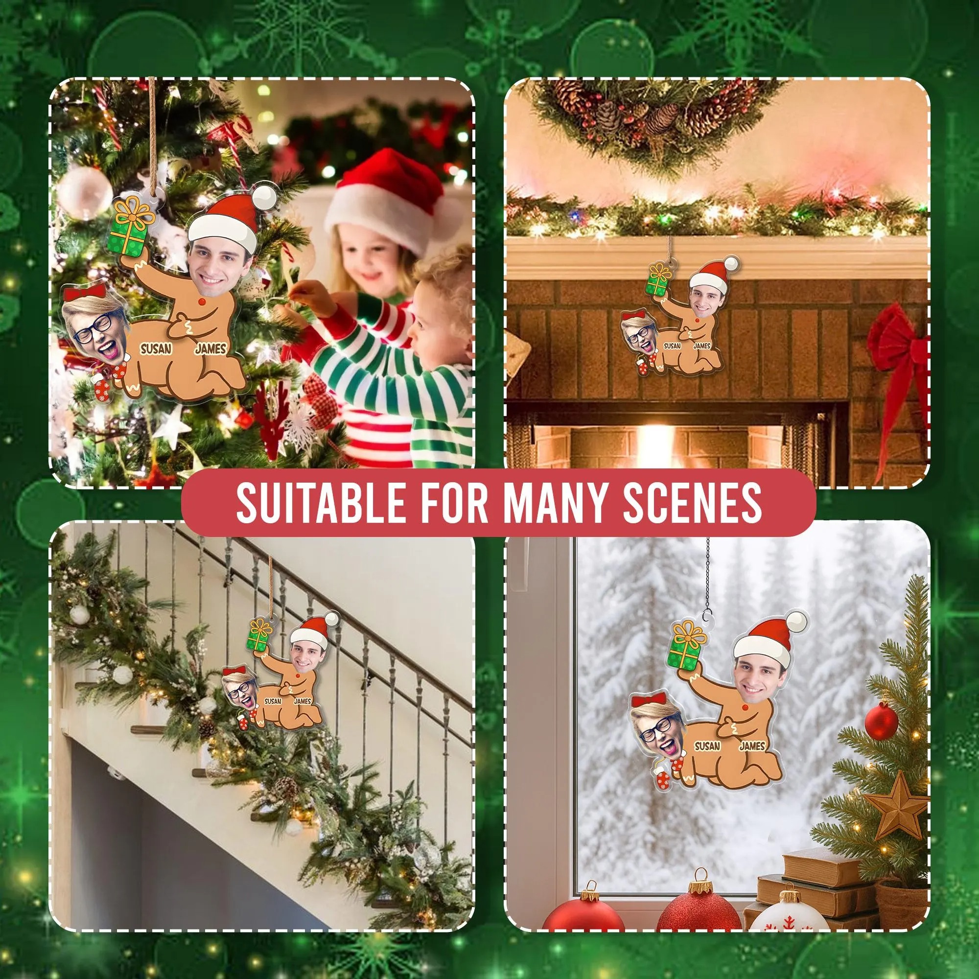 Customized photo naughty dirty gingerbread couple Christmas decoration