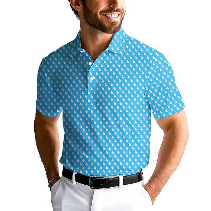 3D Fun Pattern Golf Polo Shirt