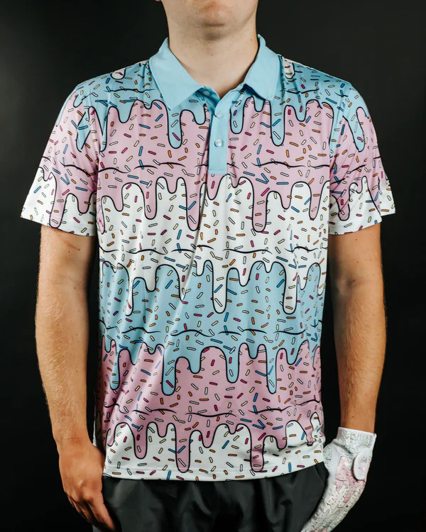 Men's Ice Cream Print Golf Polo Shirt
