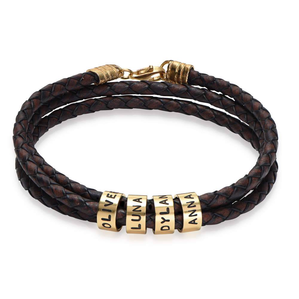  Braided Leather Bracelet with Custom Beads in Sterling Silver