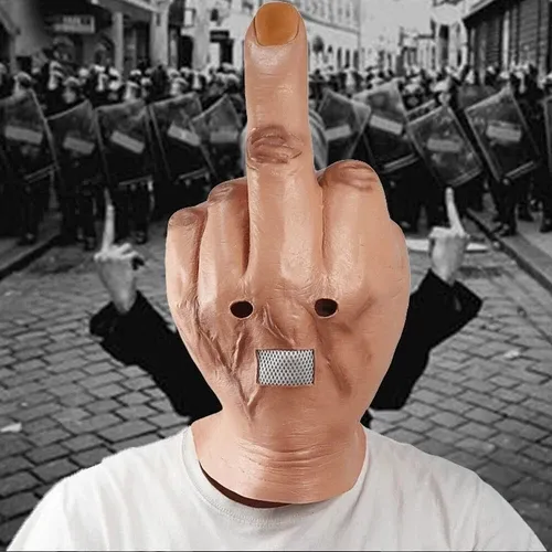 Funny contempt middle finger full head mask