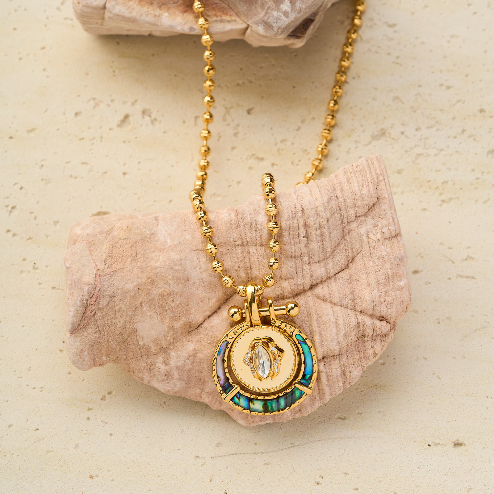 Four Leaf Clover and Moon Women's 12 Zodiac Signs Fortune Pendant Necklace