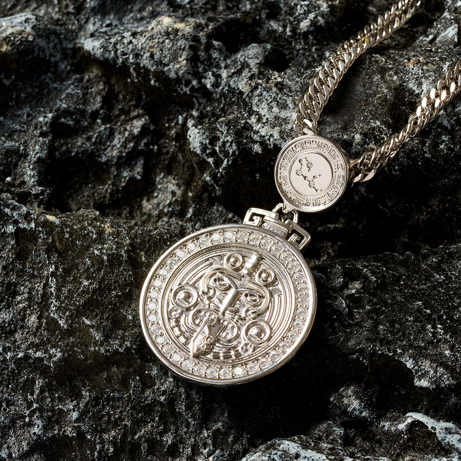 Tonatiuh Sun God Men's 12 Zodiac Signs Fortune Pendant Necklace