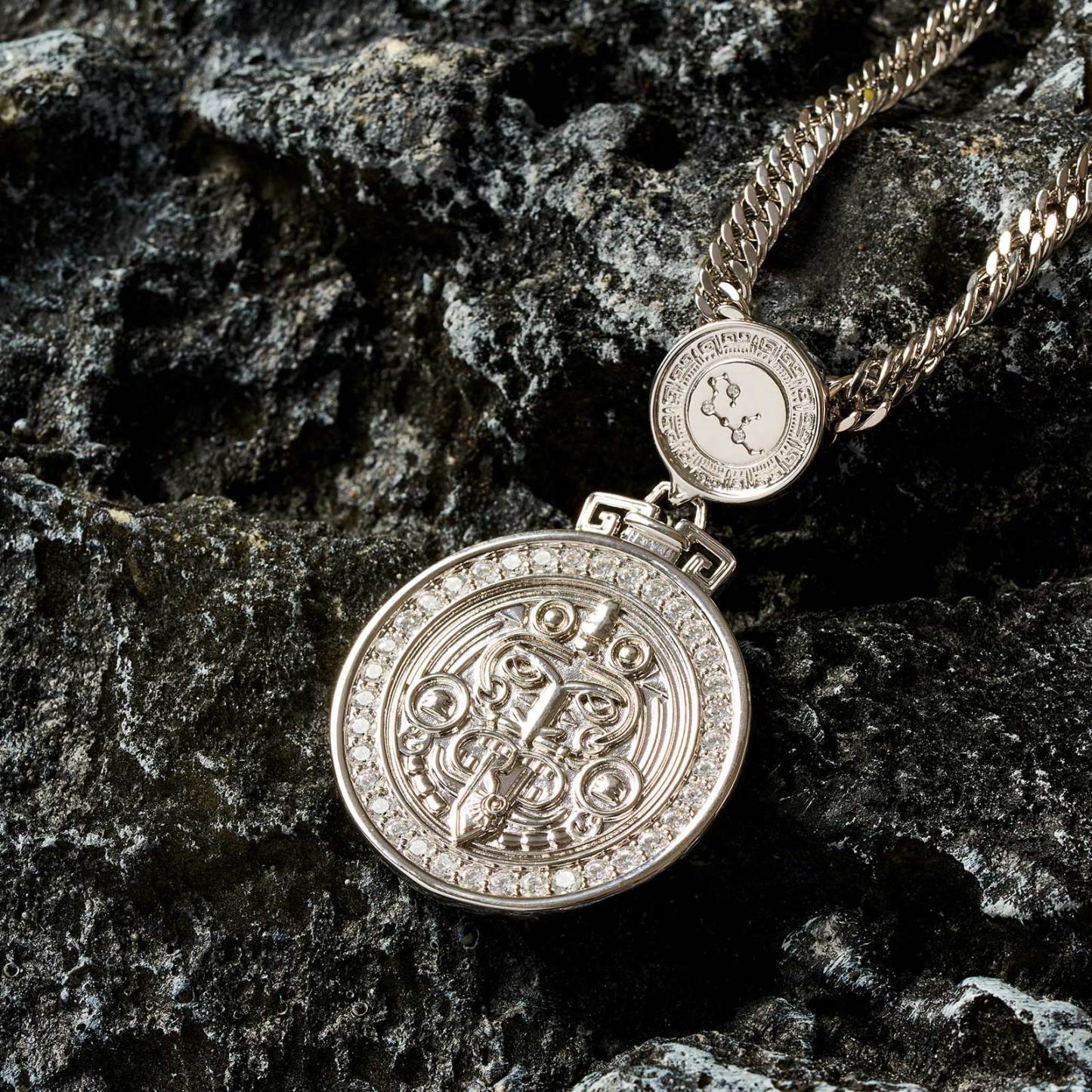 Tonatiuh Sun God Men's 12 Zodiac Signs Fortune Pendant Necklace