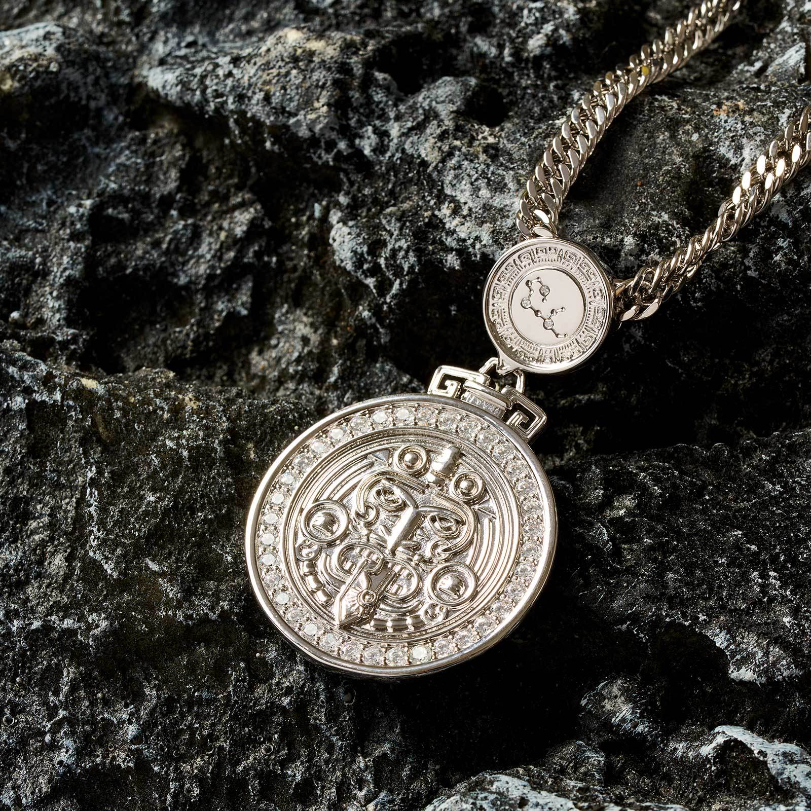 Tonatiuh Sun God Men's 12 Zodiac Signs Fortune Pendant Necklace