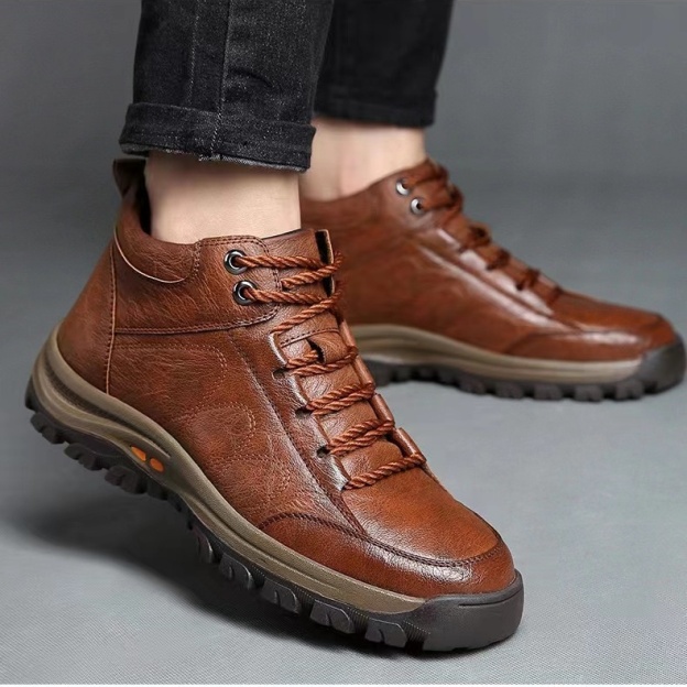 Men's Comfy Arch Support Waterproof Lightweight Handmade Orthopedic Genuine Leather Shoes