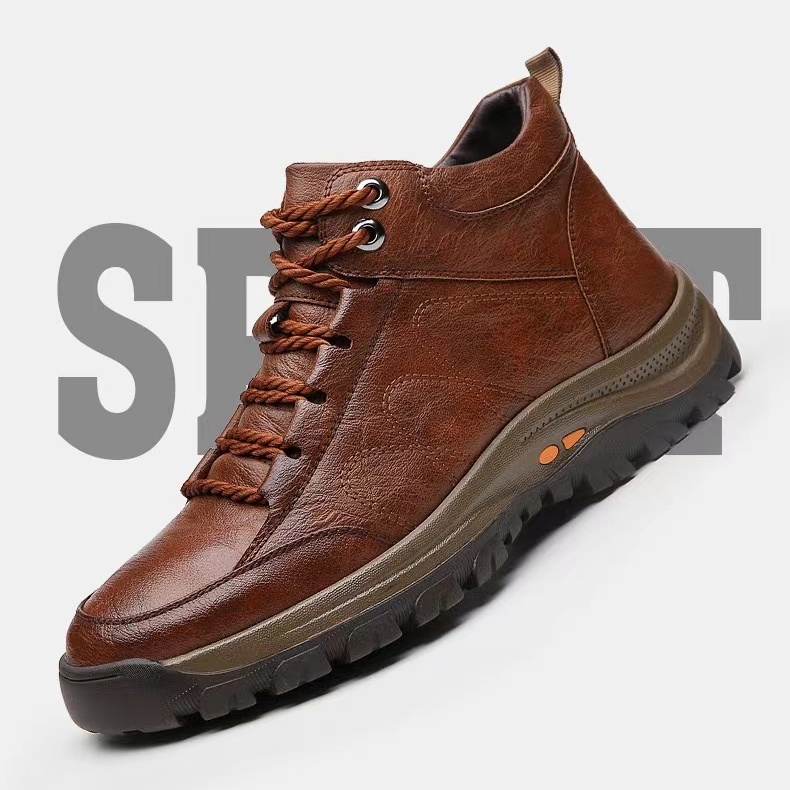 Men's Comfy Arch Support Waterproof Lightweight Handmade Orthopedic Genuine Leather Shoes