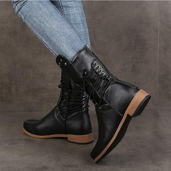 Chelsea Boots Leather Boots, Low-Heeled Thick Heel,Casual Women's Boots Pointed Toe Retro Ankle Motorcycle Boots