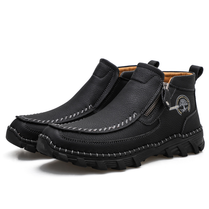 (🔥Clearance sale🔥 )  Men's Vintage Casual Soft And Breathable Side Zipper Cowhide Leather Boots