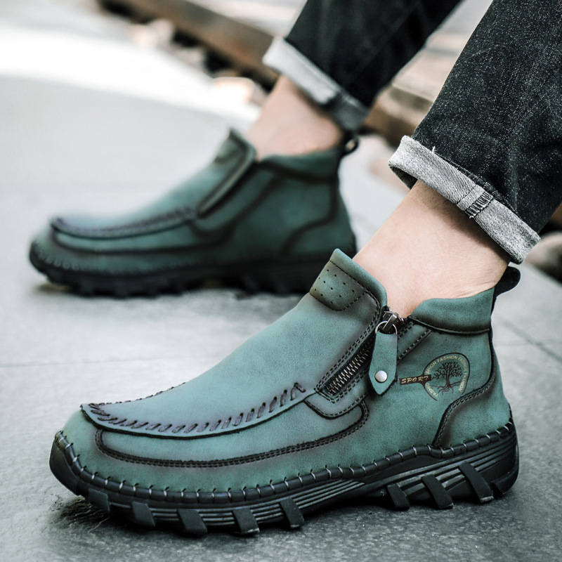 (🔥Clearance sale🔥 )  Men's Vintage Casual Soft And Breathable Side Zipper Cowhide Leather Boots