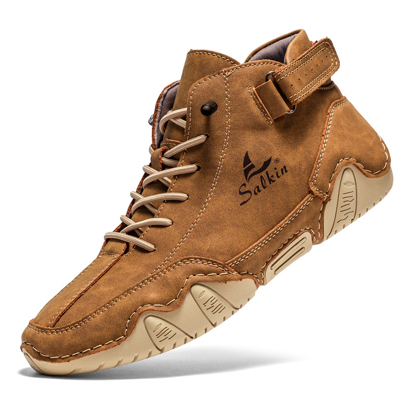 Italian Handmade Suede High Boots for Men Waterproof Leather Sneakers Chukka