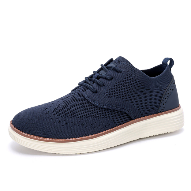 Men's Mesh Oxford Sneakers – Lightweight Casual Walking Shoes with Arch Support, Breathable Lace-Up Fashion Sneakers