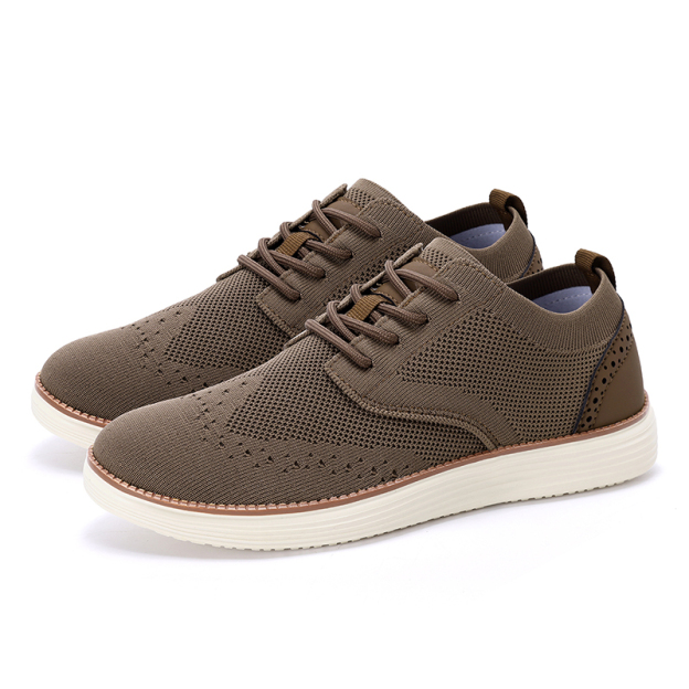 Men's Mesh Oxford Sneakers – Lightweight Casual Walking Shoes with Arch Support, Breathable Lace-Up Fashion Sneakers