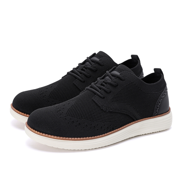 Men's Mesh Oxford Sneakers – Lightweight Casual Walking Shoes with Arch Support, Breathable Lace-Up Fashion Sneakers