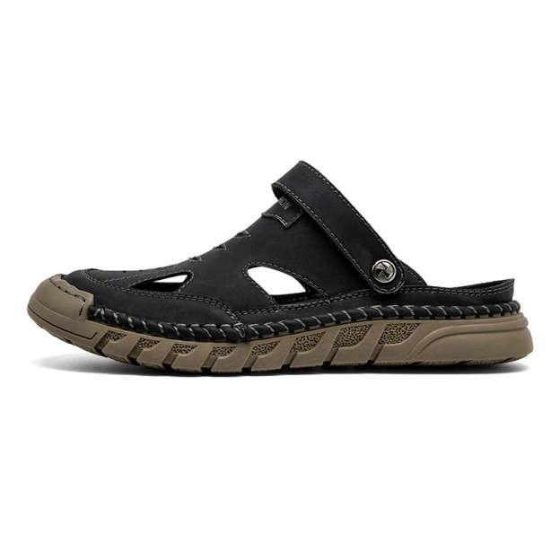 Men'S Sandals Outdoor Leather Closed Toe Beach Shoes