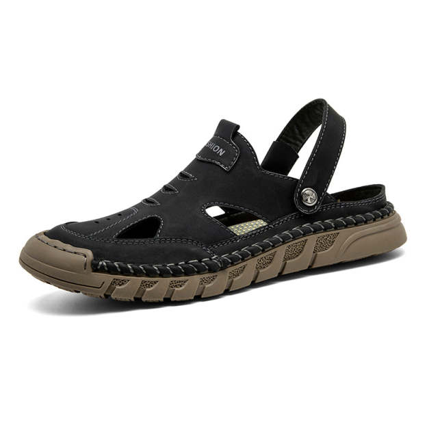 Men'S Sandals Outdoor Leather Closed Toe Beach Shoes