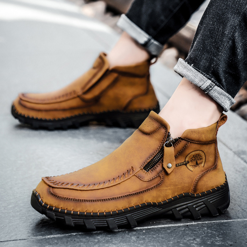 (🔥Clearance sale🔥 )  Men's Vintage Casual Soft And Breathable Side Zipper Cowhide Leather Boots