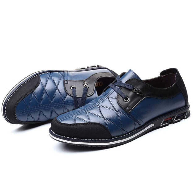 Large Size Men Plaid Leather Soft Lace Up Comfy Casual Shoes