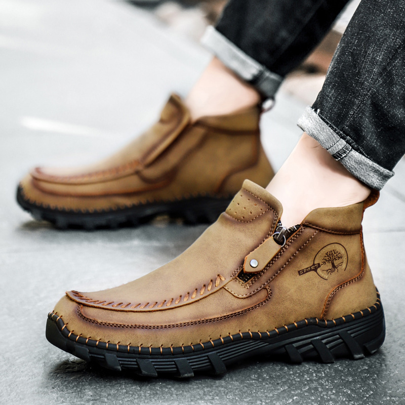 (🔥Clearance sale🔥 )  Men's Vintage Casual Soft And Breathable Side Zipper Cowhide Leather Boots