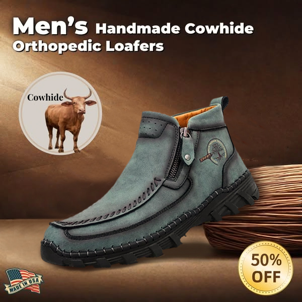 (🔥Clearance sale🔥 )  Men's Vintage Casual Soft And Breathable Side Zipper Cowhide Leather Boots