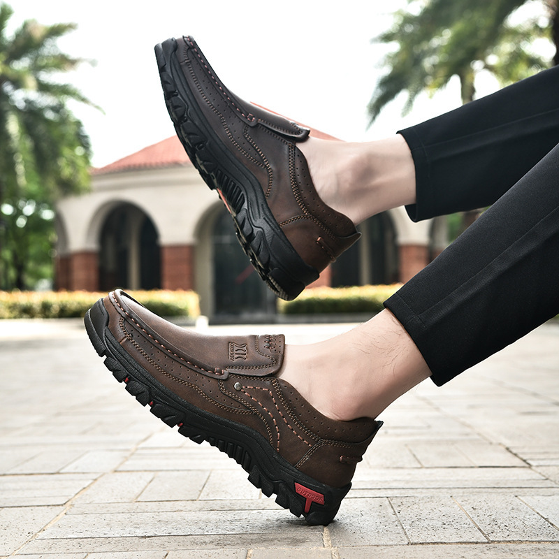 ⏰Promotion - 50% OFF🔥 Men's Handcrafted Wide Toe Outdoor Loafers | Arch Support Leather Shoes