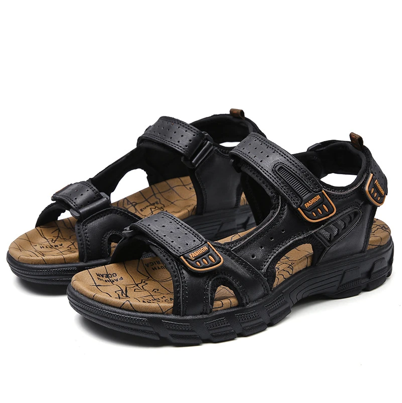 🌴Summer Sale🎁--50% OFF 🎉 Men Outdoor Casual Cowhide Leather Comfy Non-Slip Beach Sandals