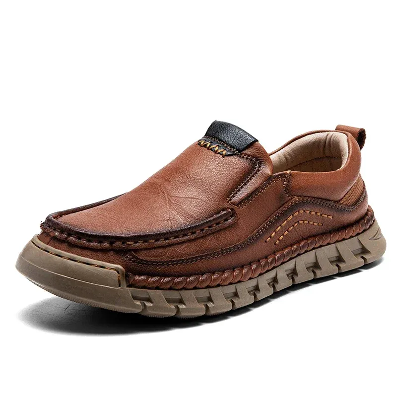 Men's Casual Leather Split Flat Loafers