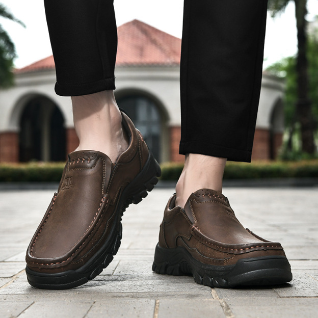 ⏰Promotion - 50% OFF🔥 Men's Handcrafted Wide Toe Outdoor Loafers | Arch Support Leather Shoes