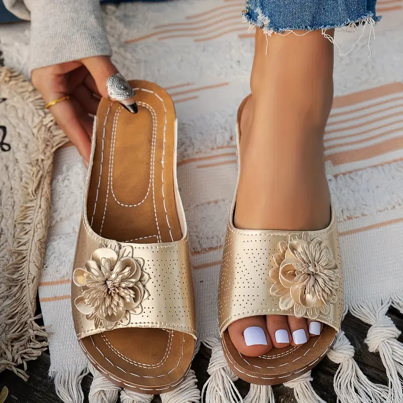🔥Last Day Promotion 50% OFF - Women's Floral Decor Comfort Wedge  Sandals