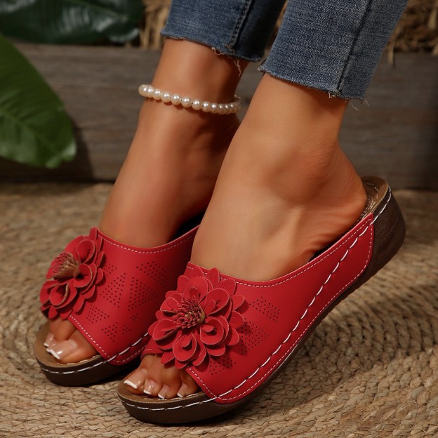 🔥Last Day Promotion 50% OFF - Women's Floral Decor Comfort Wedge  Sandals