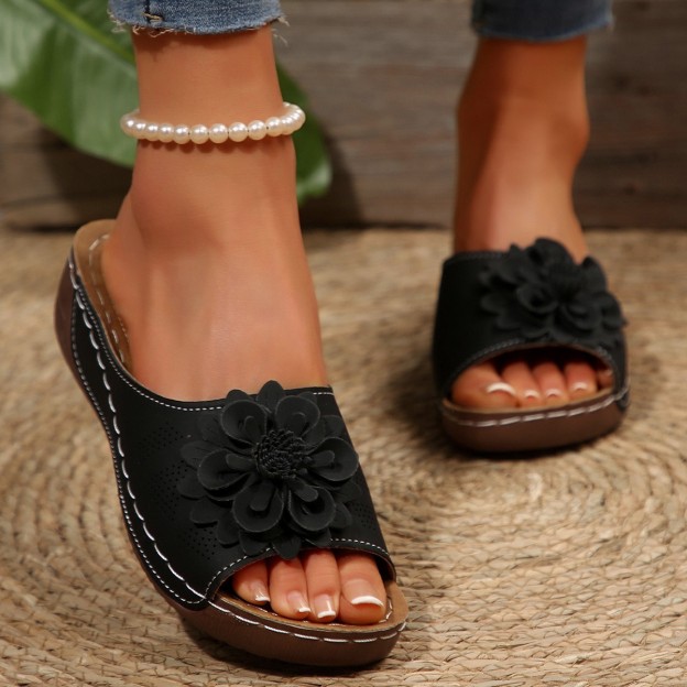 🔥Last Day Promotion 50% OFF - Women's Floral Decor Comfort Wedge  Sandals