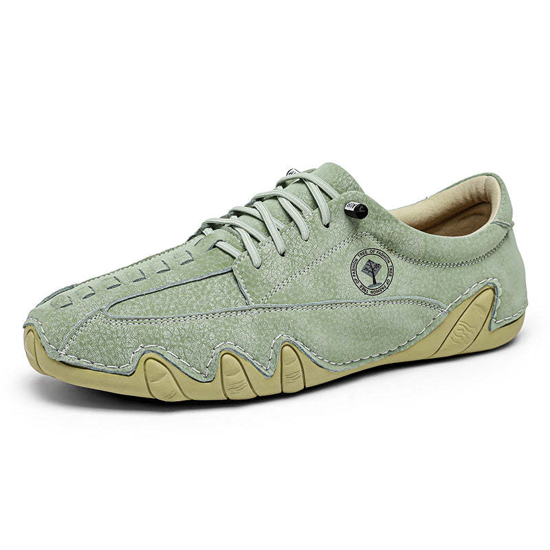 (⏰NOW ON: 53% OFF Independence Day Sale! 🔥)Mens Casual Shoes Summer Breathable Sneakers Loafers Walking Shoes Hand Made Lace-Up Leather Dress Flats Shoes for Driving Business Working Office