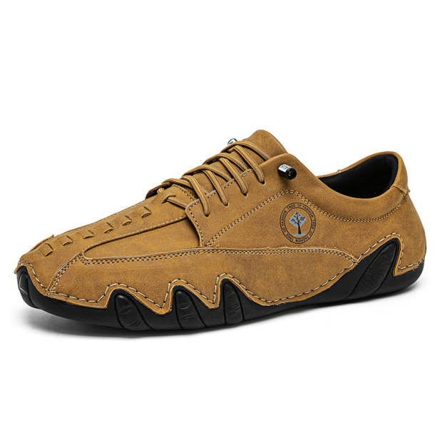 (⏰NOW ON: 53% OFF Independence Day Sale! 🔥)Mens Casual Shoes Summer Breathable Sneakers Loafers Walking Shoes Hand Made Lace-Up Leather Dress Flats Shoes for Driving Business Working Office