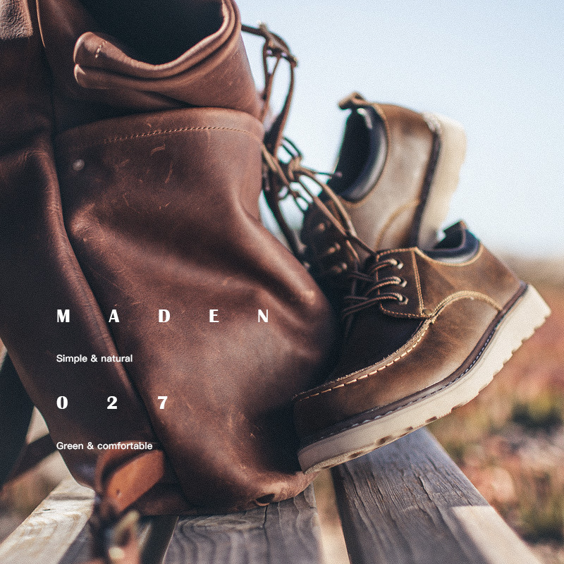 Men's Genuine Leather Moccasin Business Boots Outdoor Casual Maden Shoes