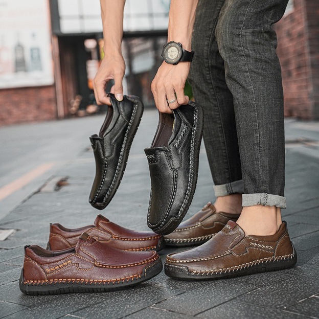 ⏰Hot Sale 50% OFF🔥 Men’s Premium Leather Loafers - Arch Support & Wide Fit Slip-On Shoes